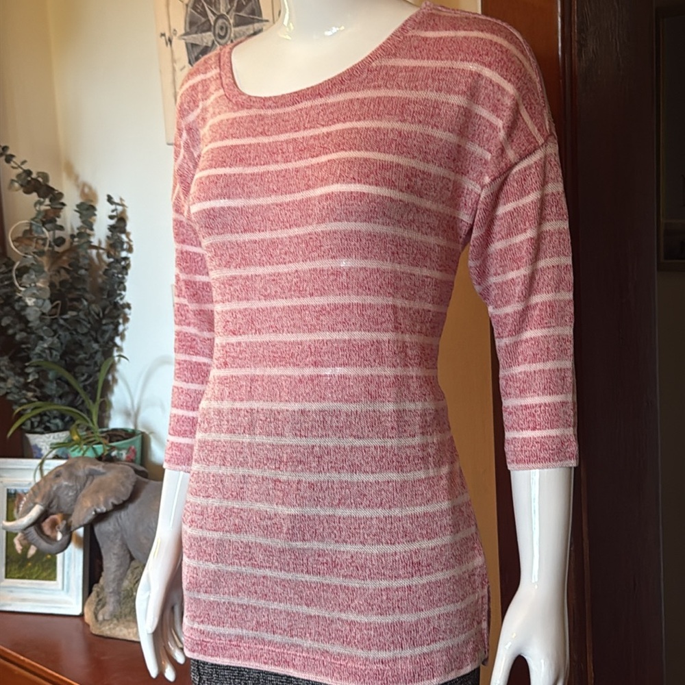 NWT Eddie Bauer size small light summery Pink Striped Women's Sweater